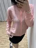 26 Chaqueta Cardigan de Punto Hueco Estilo Miu de Principios de Primavera para Mujer, Suéter de Cuello Redondo Inspirado en Chanel para Abrigo