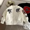 Jaqueta de Baseball Infantil para Primavera e Outono, Jaqueta Biker Estilo Americano com Design Bordado Estiloso, Top Masculino Cool e na Moda