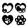 Conjunto de quatro peças de pingentes decorativos de pata de cachorro em madeira, placas de madeira com pegada de pata para quarto de cachorro de estimação, placas de madeira para animais de estimação