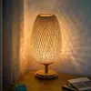 Luminária de mesa para sala de estudo, hotel, luminária de mesa moderna chinesa vintage para cabeceira estilo japonês, luminária de mesa trançada de bambu para quarto, sala de chá wabi-sabi, estilo chinês