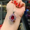 Novo estilo europeu e americano retrô imitação de tesouro vermelho moda feminina colar com pingente brincos de tarraxa anel conjunto pedra principal 12*10 6*8