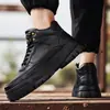 Botas Calzado de Hombre Nuevo de Moda Primavera y Otoño Retro de Caña Alta Suela Gruesa Botas de Trabajo Deportivas Casuales para Hombre Botines
