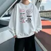 Sudadera con cuello redondo de graffiti de cachorros estilo Hong Kong, marca moderna para hombre primavera/otoño, peso pesado, estructurada, ajuste holgado, ropa exterior casual para adolescentes
