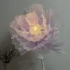 Flor Artificial Grande Mecánica Eléctrica de Apertura y Cierre para Montaje de Escena de Boda, Accesorios de Decoración para Fotografía, Flor de Gasa Perlada
