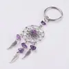 Estilo Boho Apanhador de Sonhos Cristal Natural Chaveiro Franja de Pena Pingente Acessório de Bolsa