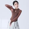 Disfraz de Danza Clásica con Elegante Corte Ajustado, Mangas de Gasa Empalmadas, Top con Cuello de Gota de Agua, Ropa Étnica de Danza China, Conjunto de Práctica para Mujer