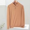 Suéter de lã penteada lavável à máquina masculino fino com lapela suéter casual de negócios blusa de base suéter masculino