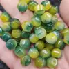 Huangfei Color Cuentas Hexagonales Jade Cuentas Sueltas Flor Flotante Verde Jade Yingyan Jade Cuentas Poligonales Pulsera Collar Accesorios de Joyería Cuentas