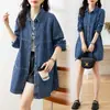Vestido camisa jeans feminino primavera e outono tamanho pequeno plus size menina cheinha saia novo fino início do verão 2024