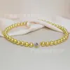 Collar de Cristal de Copo de Nieve Rosa y Morado Perla Blanca Australiana del Mar del Sur Dorado Redondo Luz Fuerte Collar con Hebilla Magnética Simple y Conveniente Cadena Madre Venta al por Mayor