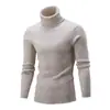 Camisa de Tricô para Comércio Exterior Transfronteiriço Masculina Inverno Jovem Nova Gola Alta Listrada Colorida Camisa Base Roupa Masculina