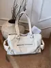 Bolsa Tote Grande Capacidade para Mulheres, Nova Coleção Outono/Inverno 2025, Casual Versátil, Bolsa de Ombro para o Dia a Dia, Bolsa Vintage de Motocicleta