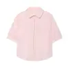 Ropa europea y americana para mujer transfronteriza, tendencia de moda popular en AliExpress, camisa de popelina de manga corta con perlas artificiales