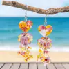 Aretes de Corazón de Tres Capas Rosa Barbie Súper Brillantes Estilo Océano Ins con Estrella de Mar y Concha de Acrílico Aretes del Día de San Valentín