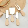 Cuchillo para Queso de Acero Inoxidable Spot Gadget Práctico Multifuncional de Cocina Cuchillo para Queso Madera de Acacia Cuchillo Burease Transfronterizo