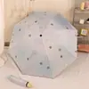 Guarda-chuva Automático Feminino Estilo Ins Fresco Flor Dobrável Estudante Cola Preta Proteção Solar e Chuva Uso Duplo Guarda-sol Guarda-chuva Três Dobras