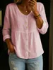 2026 Europeu e Americano Transfronteiriço Amazon Nova Moda Verão Feminina Casual Solta Moda Algodão e Linho Manga Longa Gola V Botões Camisa