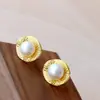 Pendientes Nafoge de plata al por mayor con incrustaciones de perla natural de agua dulce, chapados en oro, pendientes de moda europea y americana, creativos, de plata de ley 925