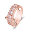Anillo de circonita creativa de moda europea y americana, venta al por mayor, joyería de Amazon Wish, anillo de disco chapado en oro para mujer