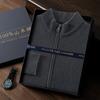 Suéter de cachemira con cremallera informal de nueva moda de otoño e invierno, abrigo de punto para hombre, ropa exterior ligera de lujo, suéter tipo cárdigan de cachemira pura