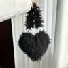 Nova bolsa love de lã imitação bronzeada bolsa de corrente portátil bolsa tiracolo feminina doce legal hot girl bolsa de axila de princesa Bolsa de Pelúcia