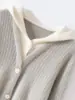 Cardigã de Tricô Feminino Color-Blocking Versátil com Capuz Niche Estilo Coreano Emagrecedor Falso Duas Peças Top Jaqueta Solto Caxemira Grosso