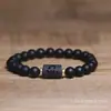 Pulsera Xiyin Temu Piedra Negra Mate Grabada Doce Constelaciones Acero Inoxidable Pulsera de Constelación Pulsera para Pareja Estudiante Joyería
