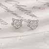 Pendientes de Moneda Gato de la Suerte Incrustados con Circonita, Pendientes de Oreja de Gato Mini Creativos y Vivos de Estilo Chino de Moda