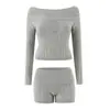 Ins estilo europeo y americano transfronterizo 2026 nueva moda elegante conjunto de suéter texturizado adelgazante para la cintura y pantalones cortos para mujer