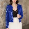 Cárdigan de Punto Popular Europeo y Americano de Primavera 2025 Transfronterizo Cuello Redondo Manga Larga Color Sólido Casual Versátil Chaqueta de Lentejuelas para Mujer