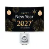 Banner de Año Nuevo 2027 Personalizado Fondo Feliz Año Nuevo Amazon Fiesta en Casa Bandera para Fiesta al Aire Libre