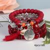 Pulseira Elástica Estilo Novo Boêmio Transfronteiriça Joia Criativa Feminina Pulseira de Contas Multicamadas com Franja Pulseira da Moda