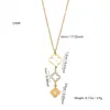 Moda Europea y Americana Elegante Acero Inoxidable Chapado en Oro de 18K Incrustado Circonita Multicapa Flor de la Suerte Trébol de Cuatro Hojas Collar para Mujer