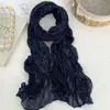 Bufanda para Mujer de Invierno de Alta Gama 2025 Nueva Bufanda Cálida a Prueba de Frío Versátil de Color Sólido Bufanda Plisada Chal Venta al por Mayor