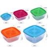 Conjunto de 5 Peças Empilháveis Arco-Íris de Plástico Transparente com Tampa para Cozinha Doméstica e Geladeira