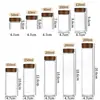 Frasco de almacenamiento sellado de vidrio de borosilicato de 47 mm de diámetro con tapa roscada de madera de acacia para dispensar polvo y gránulos