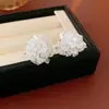 Aretes Redondos de Flor de Cristal Aguja de Plata Frescos y Sencillos 2025 Nuevo Estilo Ins Dulces Aretes de Botón Versátiles Accesorios de Oreja para Fiestas