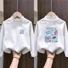 Camada Base Térmica de Fleece Escovado Infantil com Gola Meia-Alta Outono/Inverno Novo Estilo Camiseta para Meninos Camada Interna Quente Estilo Coreano Top Casual
