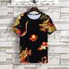 Camisa Masculina de Verão Casual Esportiva Roupa de Verão Solta Seda de Gelo Fina Moderna Combinando Bonita Moderna Individualidade Estampada