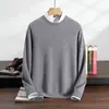 Otoño/Invierno 2025 Nuevo Suéter de Cachemira Punto Piña Cuello Redondo Tejido Manga Larga para Hombre Color Sólido Suave