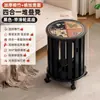 Bancos apilables para el hogar con ruedas, taburetes redondos altos móviles, apilables y plegables para almacenamiento, adecuados para sala de estar y mesa de comedor como asientos de repuesto