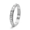 Anel Feminino Rotativo Estreito de Aço Titânio com Diamante Piramidal, Moda Simples, Joia de Estilo de Luxo, Anel Elegante Feminino