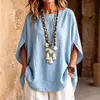 Comércio Exterior Transfronteiriço Europeu e Americano Novo Estilo Verão 2026 para Mulheres, Camisa Feminina Versátil Fashion Irregular Cor Sólida Gola Redonda Solta