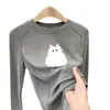 Camiseta interior casual de cuello redondo para niños, nueva colección primavera/otoño/invierno 2026, top de manga larga para niñas, adecuado para niños de talla mediana y grande, hecho con tela suave y cepillada