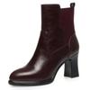 Botas Curtas de Salto Alto para Mulheres, Sapatos de Couro Camurça Plus Size, Couro Macio Saltos Grossos, Sapatos de Algodão para Mãe, Botas Versáteis de Passarela, Dropshipping