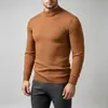 Suéter de Punto Cruz Europeo para Hombre Cuello Semi Alto Color Sólido Elástico Capa Base En Stock Suéter de Punto Jacquard Hombre
