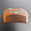 Peine de Madera Natural Pintado Sándalo Dorado para Uso en Casa Peine de Sándalo Portátil Antiestático Color Impreso para Cabello Largo de Hombres y Mujeres