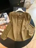 Camisa de Algodón y Lino para Mujer de Principios de Otoño con Cuello Redondo, Adorno de Encaje, Corbata de Lazo, Mangas Largas Abullonadas, Blusa de Corte Holgado