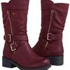 Outono e Inverno Novo Estilo de Exportação Europeu e Americano Fivela Média Cinto Zíper Lateral Botas Femininas Salto Baixo 40-43 Botas Tamanho Grande