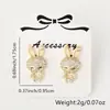 Distrito de Lu fofo diário pequeno full diamond prata coelho fada diário para ir ao trabalho flash brincos femininos yiwu atacado